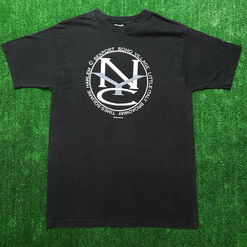 Fruit of‎ the Loom T-Shirt M Large Black NYC Soho Harlem Broadway Graphic Tee